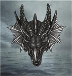 FDD29624 Obsidian Saurian Dragon Bust Wall Plaque